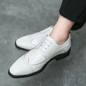 New Spring Men's Business Casual Leather Shoes Fashion Pointed Toe Low-<b>Top</b> Lace-Up Shoes Drop Shipping Available - Product Image 1