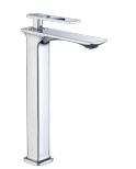 Robinet de lavabo moderne haut chromé à poignée unique pour hôtel, eau chaude et froide, en laiton avec valve en céramique