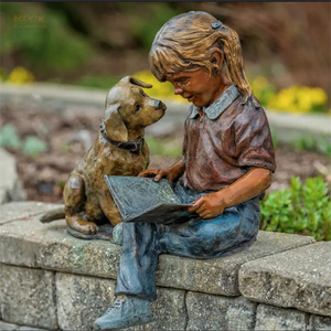 Decorazione da Giardino, Statua in Bronzo a Grandezza Naturale, Scultura di Insegnante con Bambini che Leggono, Design d'Arte Moderna - Product Image 3