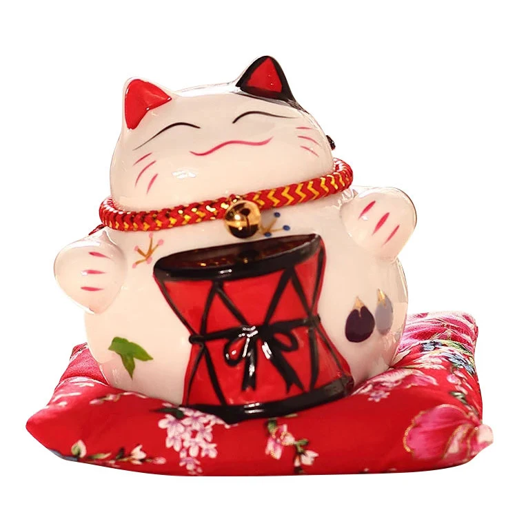 Ручная роспись керамический Манеки Neko счастливый кот монета банк стиль удачи