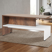 Table basse portable en bois avec rangement à compartiments ouverts, table centrale en noyer blanc pour salon, canapé, bureau à domicile