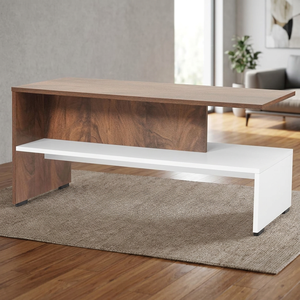 Table basse portable en bois avec rangement à compartiments ouverts, table centrale en noyer blanc pour salon, canapé, bureau à domicile - Product Image 5
