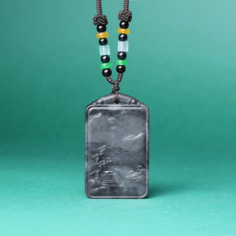 HMOIS Jade Stone Price Peace and Love Green Jade Necklace Jewelry Pendant for Women and Men