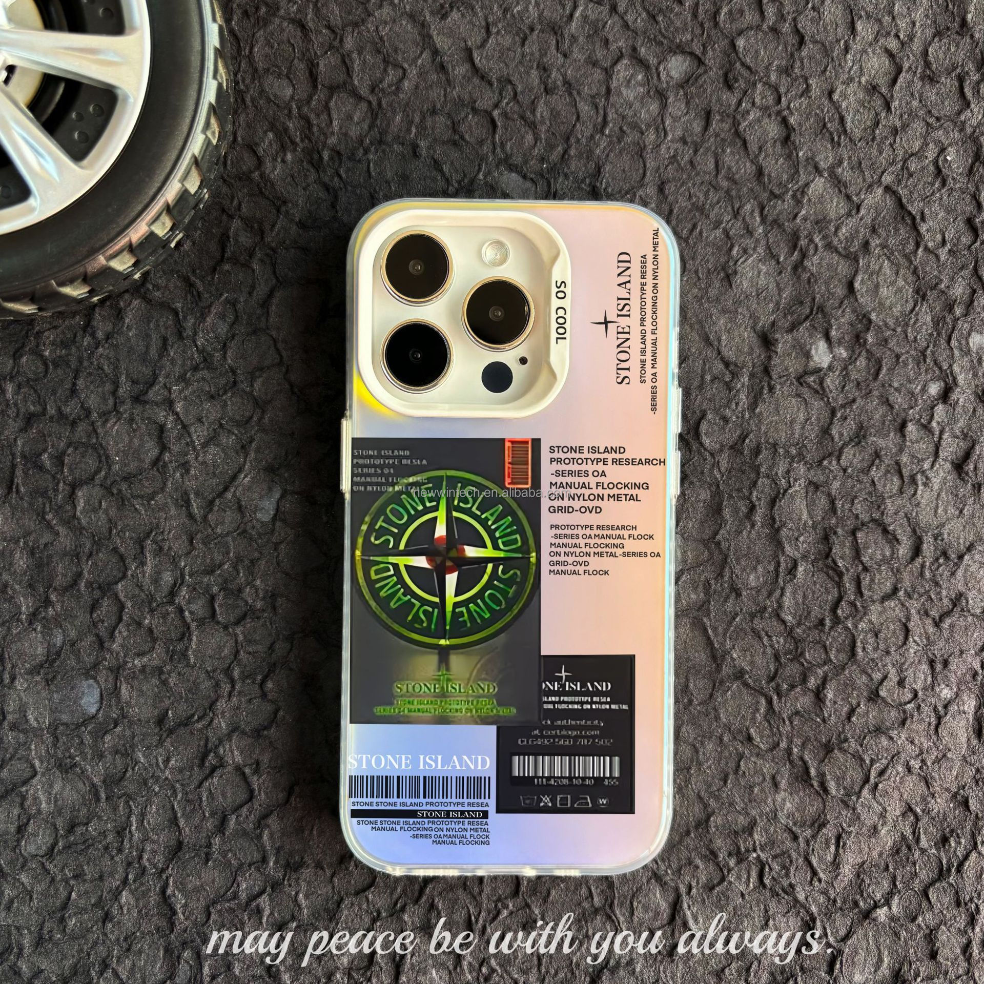 Coque Stone Island Pour IPhone – Tous Modèles, Protection Antichoc (blanche/noire)