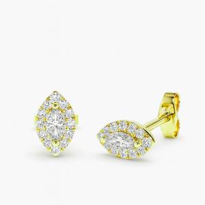 Wholesale DHANI JEWELS Marquise <b>Halo</b> Diamond <b>Earrings</b> 14K White Yellow Rose Gold SI Clarity Natural Diamonds for Luxury Retailer - Product Image 1