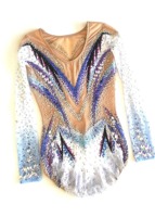 Costume de gymnastique rythmique dégradé pour femme, haute élasticité, maille brillante mystique, manches longues, couleur personnalisée, tenue de scène