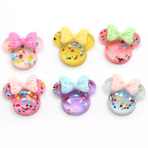 100 piezas de dijes de resina de dibujos animados con cabeza de ratón, cabujones de resina de base plana para decoración de uñas, bricolaje, fundas de teléfono móvil y adornos para lazos de pelo - Product Image 2