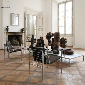 Ghế sofa đơn da bò màu nâu phong cách Bắc Âu cổ điển hiện đại giữa thế kỷ, ghế nghỉ ngơi trang trí bằng da cho phòng khách - Product Image 3