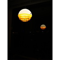 Lustre suspendu en acrylique crème Sunset pour chambre à coucher, table à manger, comptoir de bar, îlot - LED à trois couleurs, intensité variable, lumière chaude