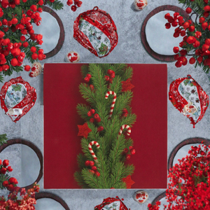 Nouveau chemin de table et tapis imprimés de motifs floraux de Noël, décorations rouges du Père Noël - Product Image 3