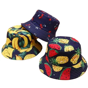 Two Side Reversible Fruit Pineapple Watermelon Banana Cherry Fuzzy Bucket Hat Men Women Cute Fisherman Hat Panama Casual Hat ACE