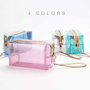 Sac de toilette transparent en PVC personnalisé pour filles et femmes, sac en PVC transparent avec fermeture éclair, sac de maquillage scintillant pour voyage - Product Image 6