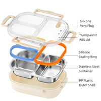 Boîte à lunch en acier inoxydable pour femmes, hommes, adolescents, enfants, contrôle des portions, boîte bento, préparation de repas saine, organisateur de repas, utilisation quotidienne portable