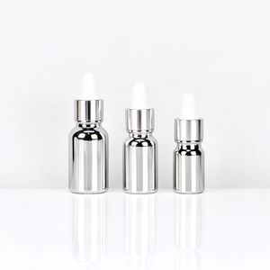 Silver Glass <b>Dropper</b> <b>Bottle</b> Cosmetic Serum Container Essential Oil Packaging Custom Printed - Product Image 2