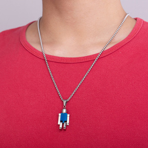 Collar con colgante de robot, acero inoxidable, geométrico, de dibujos animados, unisex, regalo, joyería - Product Image 4