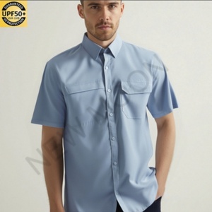 เสื้อตกปลาผู้ชายแบบเบาพิเศษ UPF 50+ แขนสั้นเย็นสบาย มีกระดุมและกระเป๋าซิป เหมาะสำหรับเดินป่าและตกปลา - Product Image 2