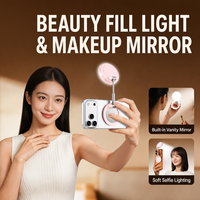 Lampu Selfie Magnetik Kompatibel MagSafe, Lampu Isi Daya Ponsel Lipat, Tipe-C Dapat Diisi Ulang 400mAh, Untuk Vlogging dan Siaran Langsung