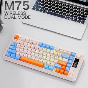 FREEWOLF M75 Keyboard Mekanikal nirkabel, 2.4G <span class=keywords><strong>Bluetooth</strong></span> Mode ganda Keyboard Game dengan 82 tombol dan Keyboard Gaming RGB untuk kantor/Gaming - Product Image 2