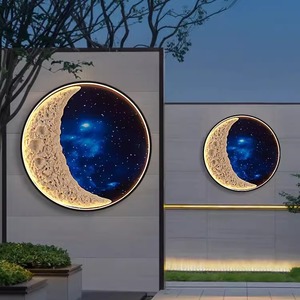 <span class=keywords><strong>Lampe</strong></span> murale solaire extérieure en aluminium, motif lune, à brancher, trois couleurs, pour jardin, écran mural, fond, nouveau style, ciel étoilé - Product Image 1