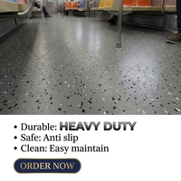 Revêtement de sol commercial antidérapant en PVC émeri de 2 mm, ignifuge, pour bus et gymnases, en rouleau