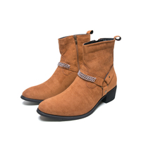 Bottes Chelsea en cuir noir de haute qualité pour homme, bout pointu, chaîne tendance, fermeture éclair, style cowboy, pointures 38-46, possibilité d'ajouter votre logo.
