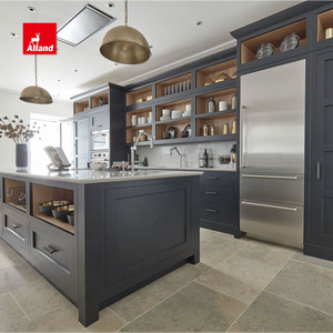 Armoire de <span class=keywords><strong>cuisine</strong></span> Allandcabinet au design transitoire, en bois massif, <span class=keywords><strong>avec</strong></span> étagères <span class=keywords><strong>ouvertes</strong></span> et plan de travail en marbre - Product Image 5