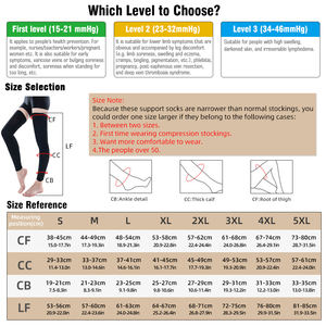 Stoking kompresi lutut, 20-30mm spandeks/nilon padat untuk perawatan paha tinggi varises - Product Image 4