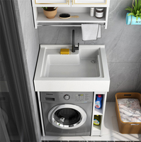 Meuble de lavabo amélioré pour machine à laver, lavabo avec planche à laver pour lavage à la main, en aluminium