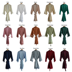 Vestaglia Sexy in Raso e Pizzo per Donna, Camicia <span class=keywords><strong>da</strong></span> Notte, Accappatoio con Bordo in Pizzo, <span class=keywords><strong>Taglie</strong></span> <span class=keywords><strong>Forti</strong></span>, Lussuoso Vestaglia in Seta, Abito <span class=keywords><strong>da</strong></span> Sposa per Damigelle - Product Image 5