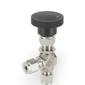 1/2" NPT SS 316 Needle Valve 2Way 90 angle Type 316 Mini Compression Twin Ferrule Integral Bonnet Manual Angle Needle Valves