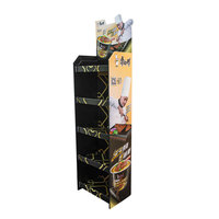 Display Lantai Kardus OEM dengan Tanda Atas Kustom, Stand Display Kertas Lipat Ramah Lingkungan untuk Merchandising Ritel Biskuit dan Snack
