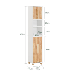 Armoire <span class=keywords><strong>de</strong></span> <span class=keywords><strong>salle</strong></span> <span class=keywords><strong>de</strong></span> <span class=keywords><strong>bain</strong></span> couleur chêne avec panier à linge, portes d'armoire et 2 étagères, adaptée à la <span class=keywords><strong>salle</strong></span> <span class=keywords><strong>de</strong></span> <span class=keywords><strong>bain</strong></span>. - Product Image 3