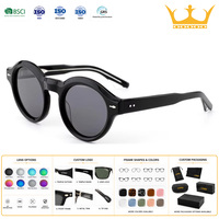 Lunettes de soleil polarisées rondes vintage en acétate, monture complète, unisexe, protection UV, design extérieur, colorées