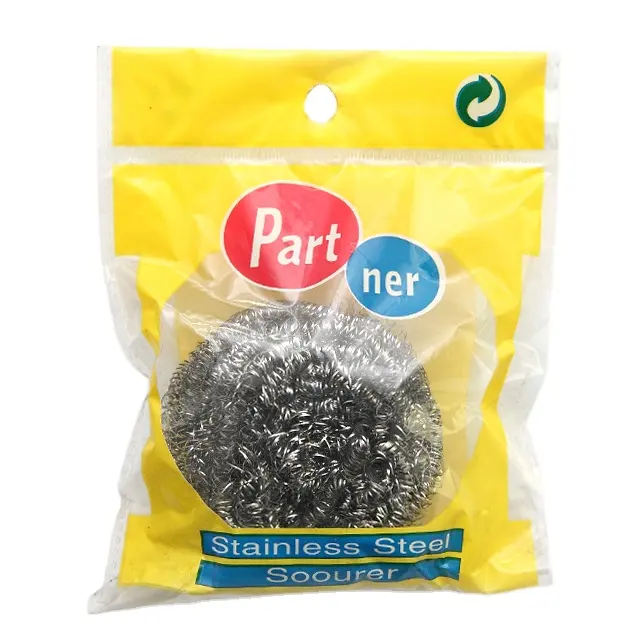 2024 Household Flat Stainless-plated Steel Wire Scourer Washing Cleaning Ball spiral stainless steel scourer