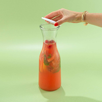 Carafe en verre transparente de 32 oz, 500 ml, 1 litre, ronde, pour servir des boissons, avec couvercle, pour bar à mimosa, brunch, eau froide, jus