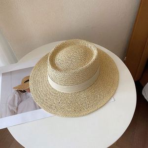 Wholesale <b>Flat</b> Top <b>Hat</b> Female Summer Seaside Vacation Sunshade Sun Straw <b>Hats</b> Summer Women Beach <b>Hats</b> - Product Image 2
