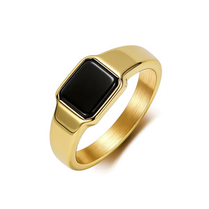 Unisex Geometric Square <b>Ring</b> <b>Titanium</b> Steel Black Gold Silver Gift Jewelry - Product Image 5