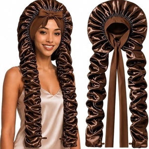 <span class=keywords><strong>Bonnet</strong></span> <span class=keywords><strong>de</strong></span> <span class=keywords><strong>nuit</strong></span> amélioré en satin double couche avec ruban réglable, plissé, tube long, <span class=keywords><strong>pour</strong></span> <span class=keywords><strong>dreadlocks</strong></span> et cheveux longs, sans chaleur, <span class=keywords><strong>pour</strong></span> adultes, quatre tailles - Product Image 3