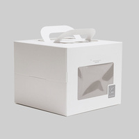 Boîte à gâteaux personnalisée pour anniversaire, boîtes à gâteau de luxe avec poignée, plastique transparent carré blanc 6 pouces