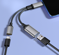 Câble répartiteur USB C OTG 2 en 1, charge rapide PD 60W, adaptateur tressé en nylon Type C mâle vers USB A + Type C femelle