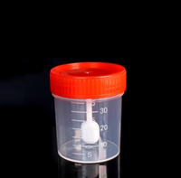 Juego de vasos de muestras médicas desechables-Recipientes de recolección de orina/heces/esputo con tapa abatible/tapón de rosca (40ml/60ml)