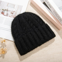 Chapeaux d'hiver en laine épaisse Bonnets de ski tricotés de haute qualité de couleur unie pour femmes Bonnets d'hiver en laine mélangée chauds unisexes en laine