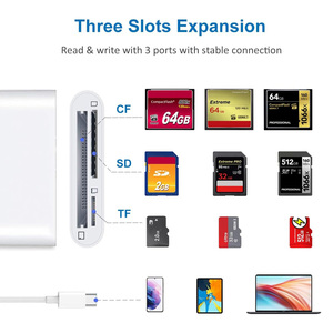 High Speed Data Transfer 3-Slot <strong>USB</strong> <strong>Type</strong> <strong>C</strong> <strong>to</strong> CF SD <strong>TF</strong> 3 in 1 SLR <strong>Card</strong> <strong>Reader</strong> for Camera Laptop Tablet - Product Image 4