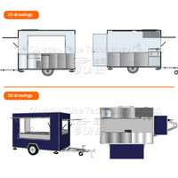Elegante Remolque de Comida Móvil Totalmente Negro para Cafetería Boutique y Servicio de Té de Burbujas con Interior Minimalista y Sofisticado
