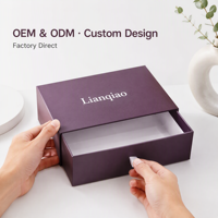 Boîte à lunettes coulissante personnalisée avec logo OEM, boîte d'emballage pour lunettes de soleil violette avec tirette en ruban blanc