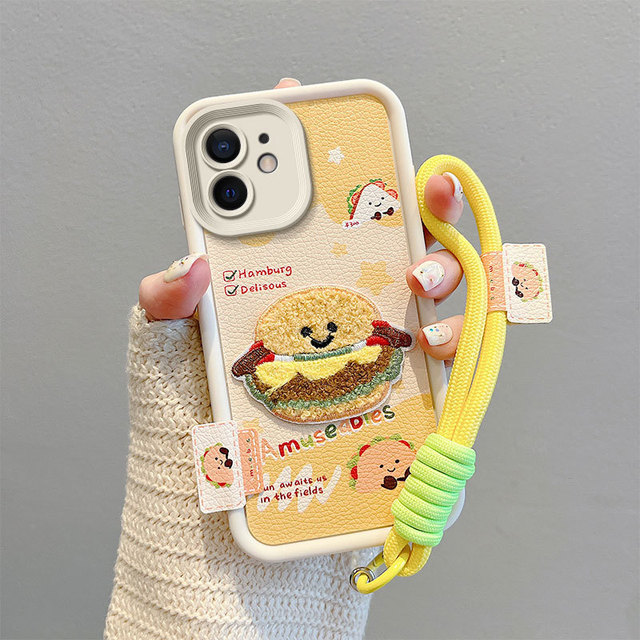 Compatible for XS/6 Plus 11 Womens TPU Cartoon Embroidery Shockproof Fashionable Mobile Phone Case