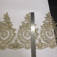 Garniture de dentelle de cordon de broderie de bord d'or de vente chaude avec des paillettes LT2474B