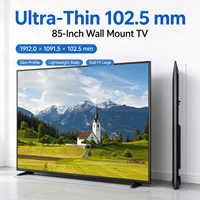 Téléviseur intelligent Android 15 LED LCD 4K UHD à écran plat en verre trempé de 70/85/86/90 pouces