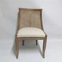 Chaise de salle à manger Louis en bois massif de chêne, style provincial français, style antique, dossier à ailes, rotin empilable