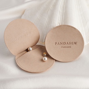 PandaSew Custom Logo Luxury Microfiber Jewelry Bags, Round Packaging for Rings Earrings Necklace Jewelry Pouch - Product Image 4